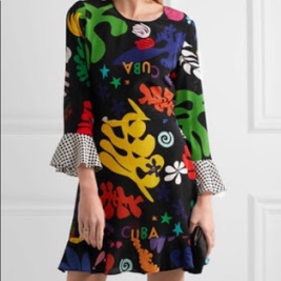 RIXO  Rebecca open-back ruffled printed silk dress - Picture 1 of 9
